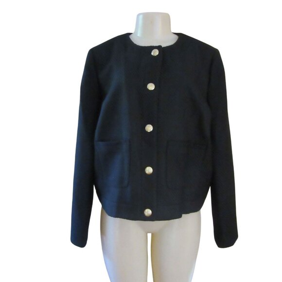NWT, J. Crew Factory Black Textured Button Up Jacket Size 16 - Picture 2 of 7
